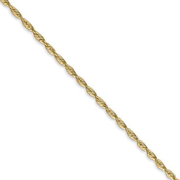 1.8mm 14k Yellow Gold Light Diamond Cut Rope Chain Necklace 20 Inch